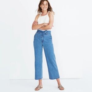 Madewell Paperbag Belted High waist Wide Leg Pleat Cropped Jeans size 26